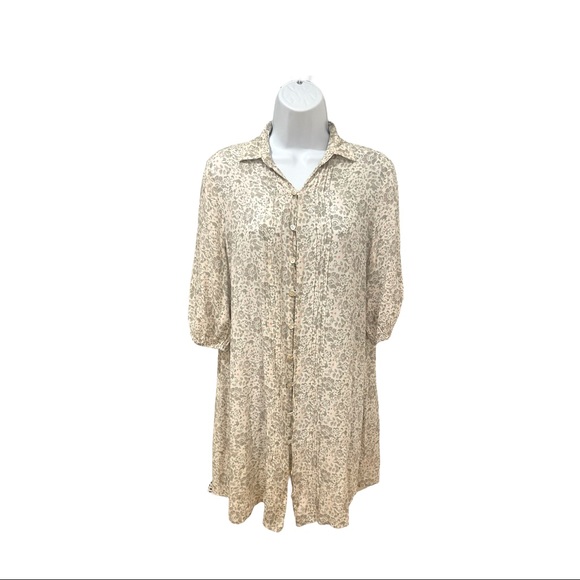 The Drop Women's Sage Print Button Down Balloon Sleeve Mini Dress - Picture 5 of 5